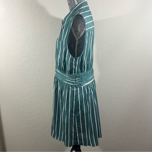 Derek Lam Crosby 10 Green Pinstripe Dress Woman’s Size 12 - Picture 4 of 5